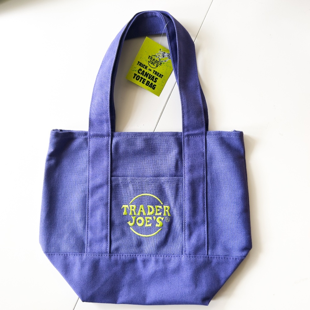 Trader Joe's Mini Canvas Tote Purple NWT
